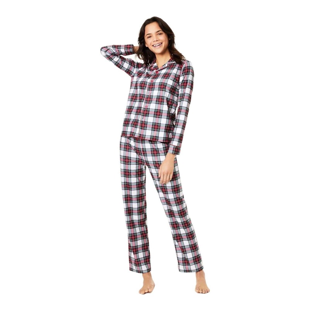 Family Pajamas Women's Matching Stewart Plaid Set White Size XL New‎